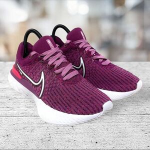 Nike React Infinity Run Flyknit 3 Light Bordeaux Running Shoe Women 8 DD3024-500